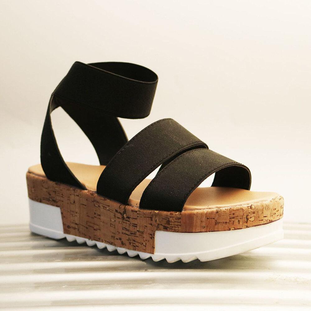 Women Solid Color Platform Sandals - Trendha