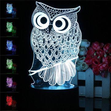 Owl 3D LED Color Change Night Light USB Charge Table Desk Lamp Decorations With Remote Controller - Trendha