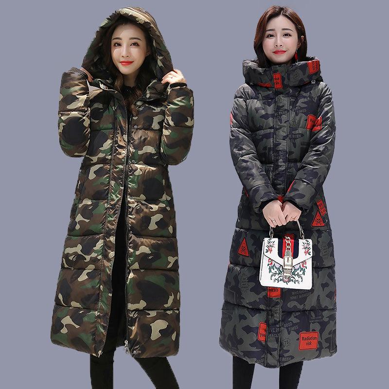 Women's long quilted jacket over the knee in winter - Trendha