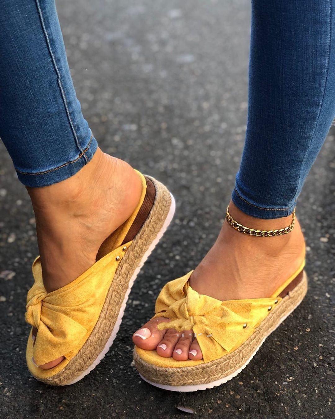 New Hemp Rope Platform Bow Casual Sandals | Stylish and Comfortable Sandals for Everyday Wear
