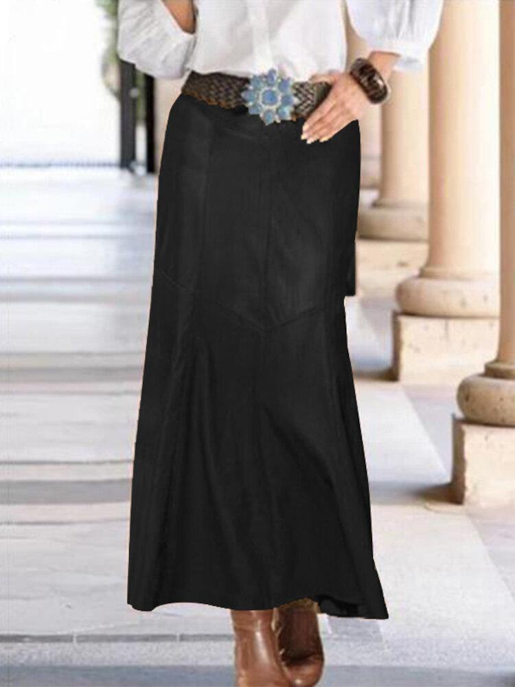 Women Leather Style Back Zipper Stylish Casual Mermaid Skirt - Trendha