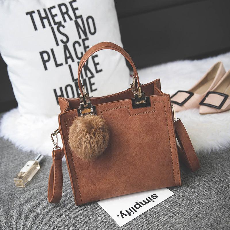 Factory wholesale hair ball bag handbag shoulder bag simple small scrub bag retro shoulder bag girls cross - Trendha