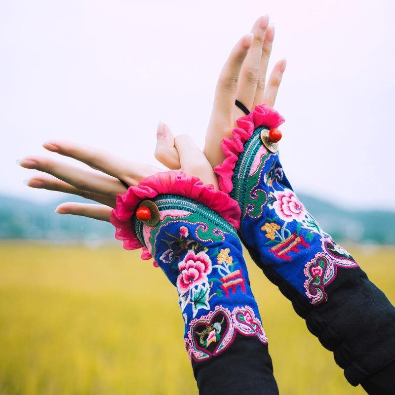 Women Long Sleeves Half Finger Wrist Gloves - Trendha