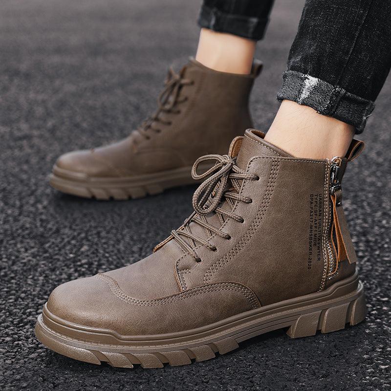 High-top tooling men's boots British style desert shoes - Trendha