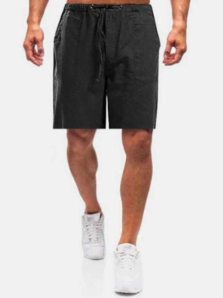 Mens Casual Flax Breathable Fit Comfy Solid Color Shorts - Trendha