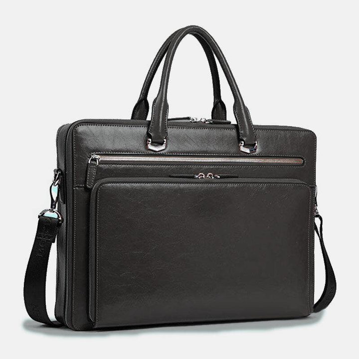 Men Faux Leather Multifunction Multi-pocket 15.6 Inch Laptop Bag Briefcases Handbag Shoulder Bag - Trendha