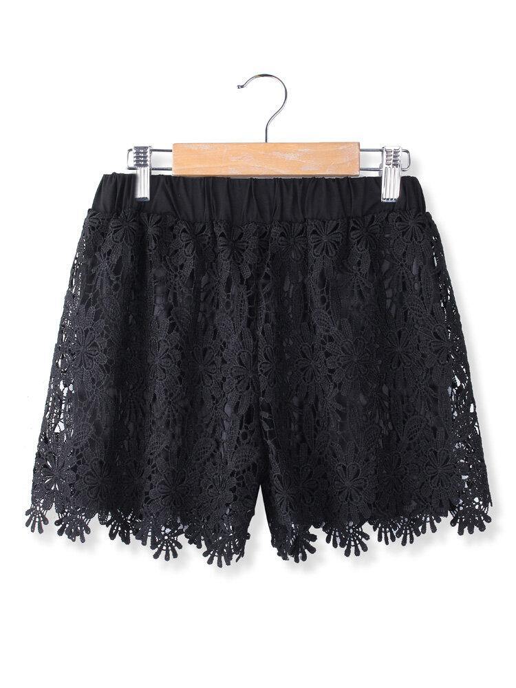 Fashion Women Casual Sweet Cute Elastic Waist Lace Shorts Short Pants - Trendha