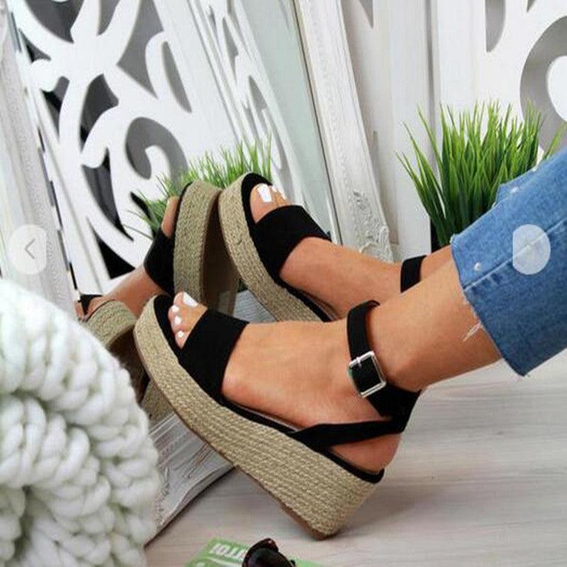 Wedge Sandals For Women Hemp Rope Sole Platform Shoes - Trendha