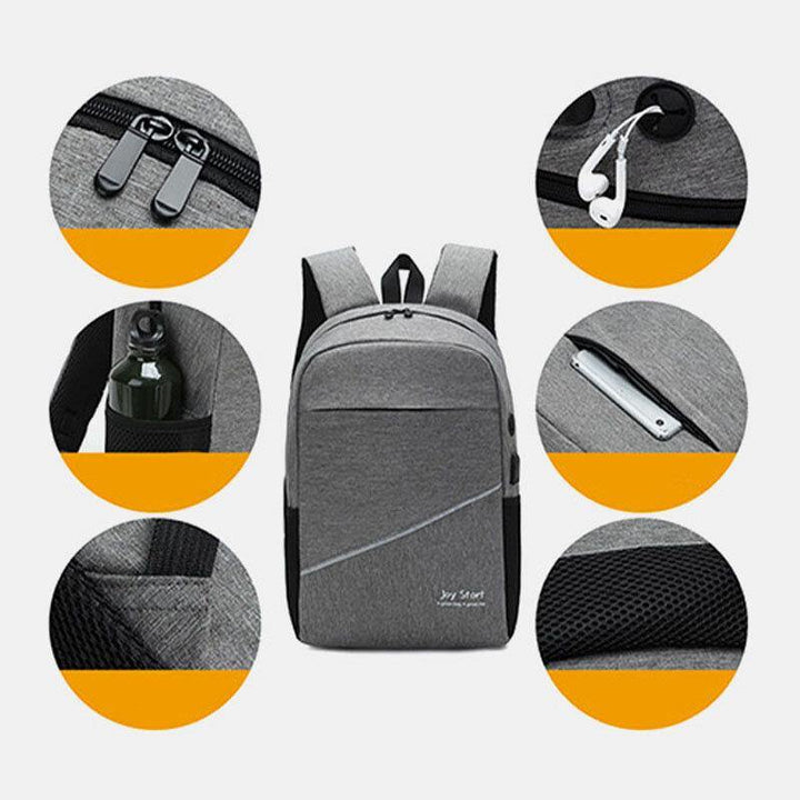 Men 3PCS Nylon USB Charging Wear-resistance Fashion Casual Laptop Bag Backpack Crossbody Bag Clutch Bag - Trendha