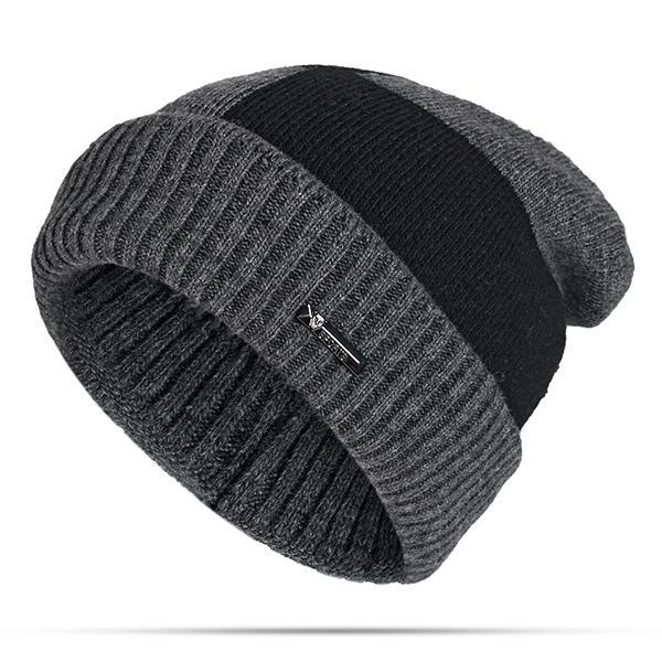 Men Wool Blend Warm Knitted Hat And Scarf Set Winter Outdoor Windproof Beanie Hat Neck Scarf - Trendha