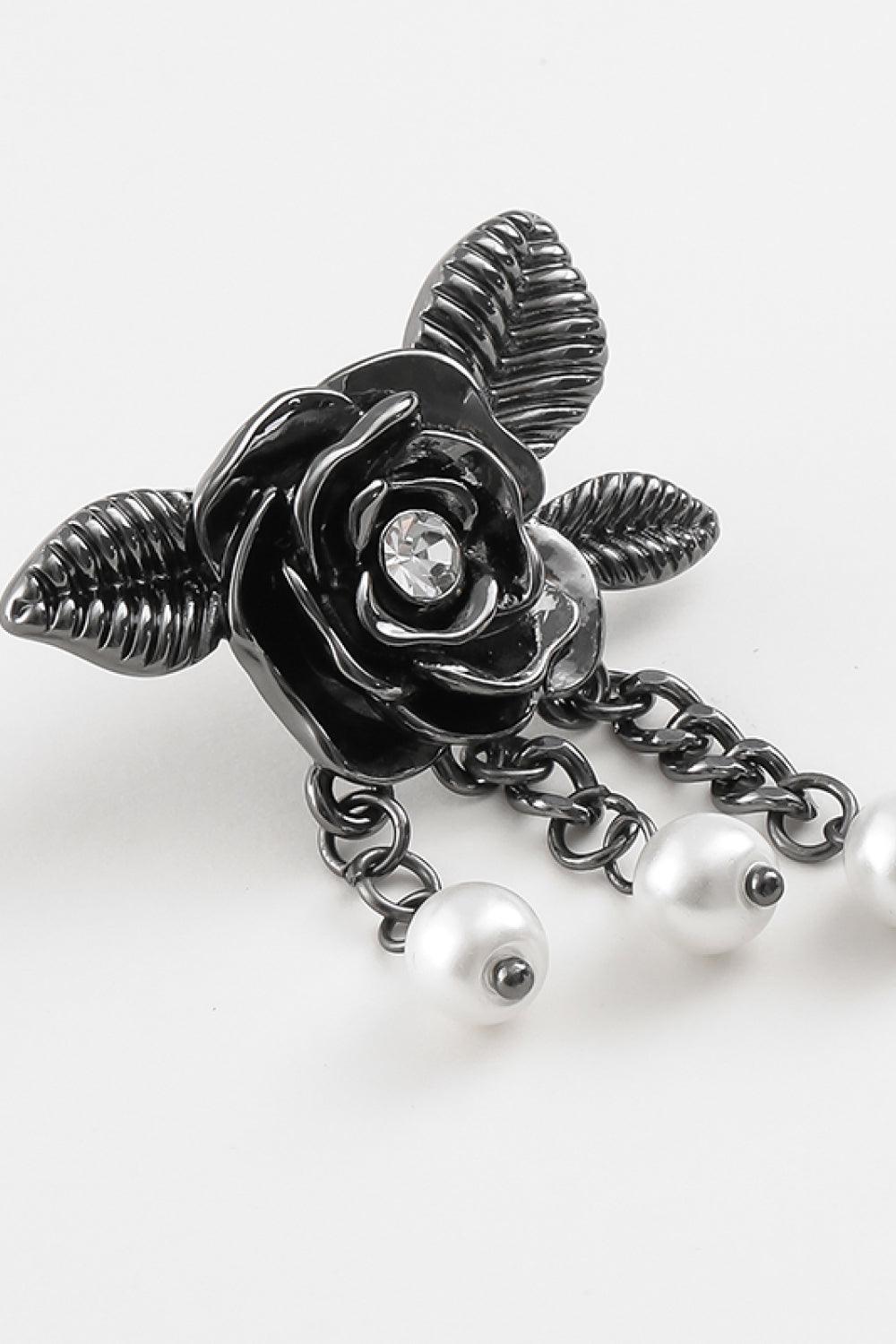 Floral Chain Detail Pearl Earrings - Trendha