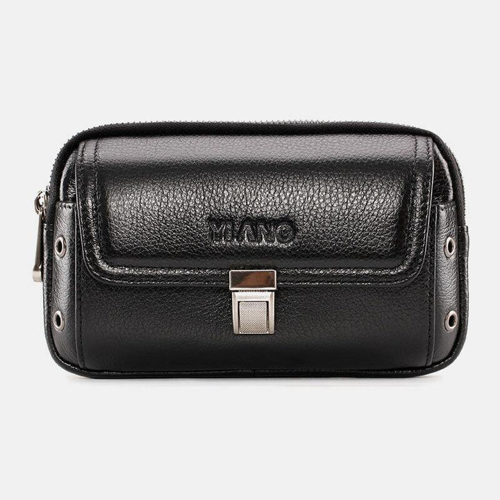 Men Genuine Leather Retro Business 6.3 Inch Phone Bag Hanging Waist Bag With Belt Loop - Trendha