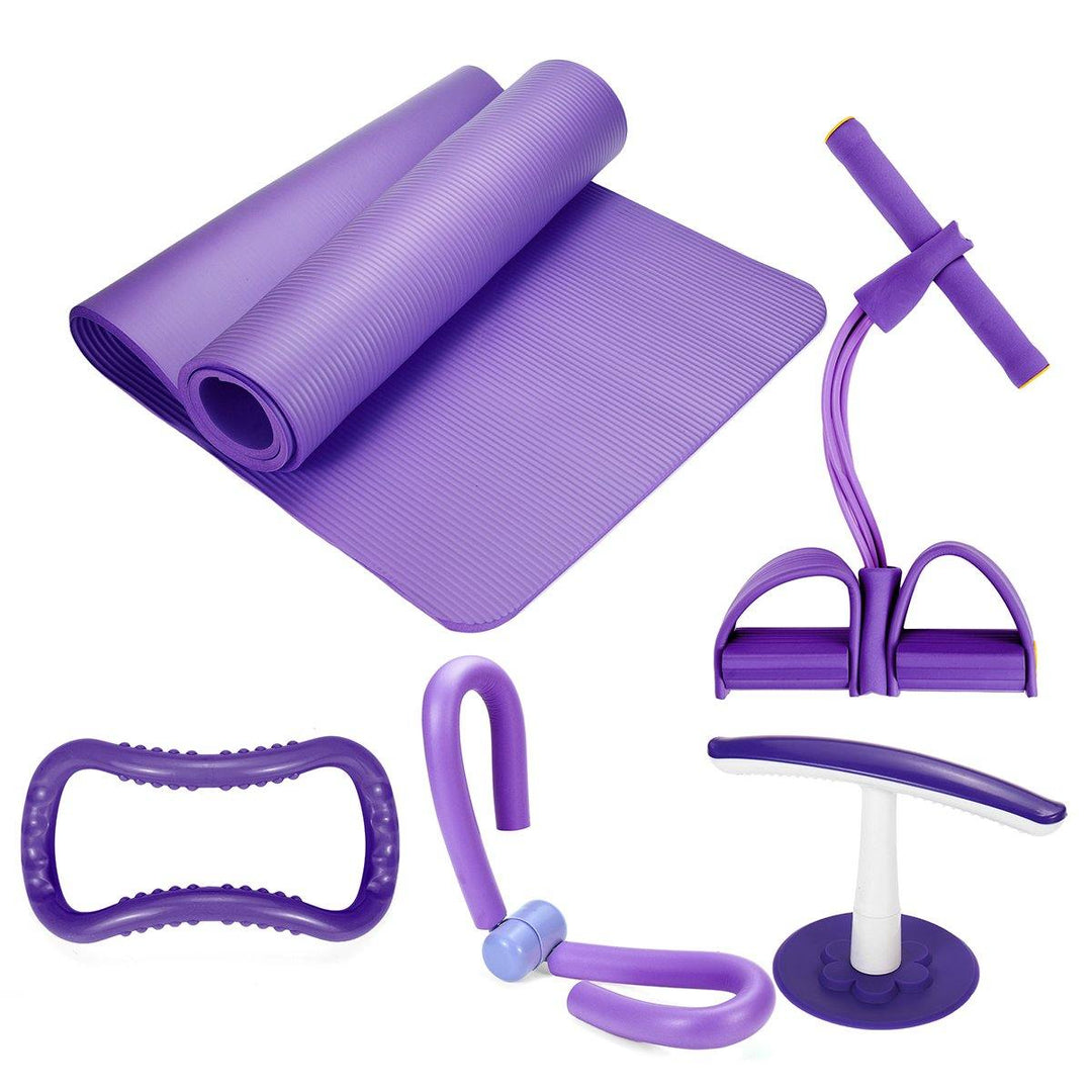 5Pcs Yoga Mats Set Pedal Tension Rope Yoga Ring Indoor Exercise Fitness Kit - Trendha