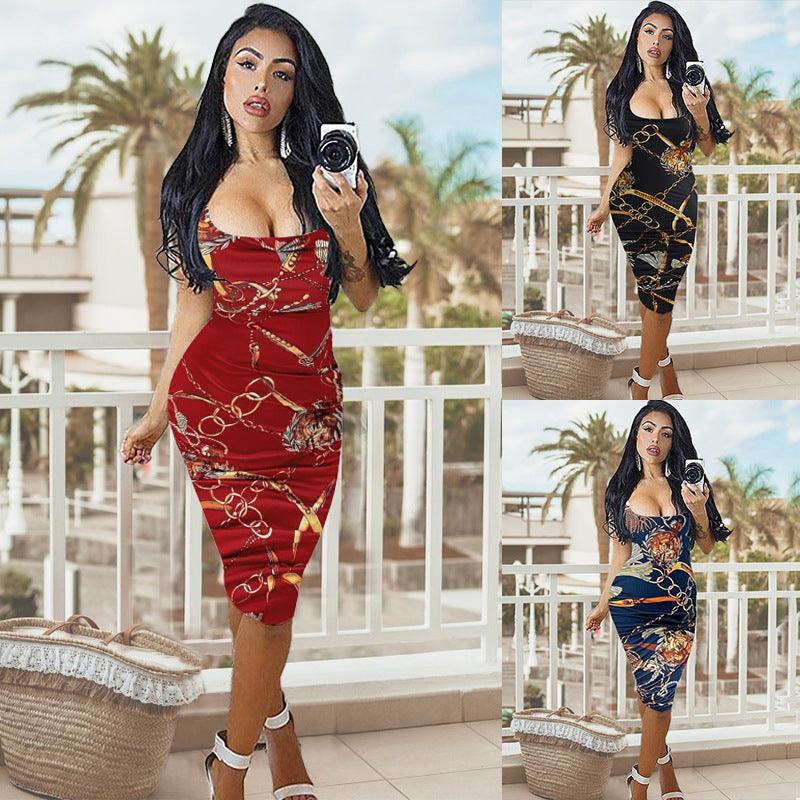 Women's Positioning Print Sleeveless Plus Size Dress - Trendha