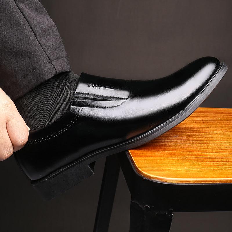 Men's Pointed-Toe Split-Leather Slip-On Shoes