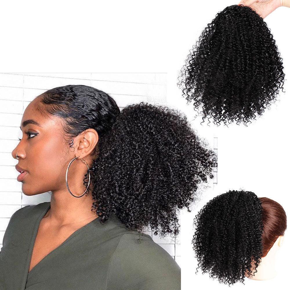 Women's African Drawstring Stretch Small Curly Wig - Trendha