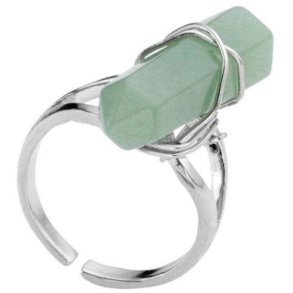 Vintage Hexagonal Pendulum Gemstone Column Quartz Finger Ring - Trendha