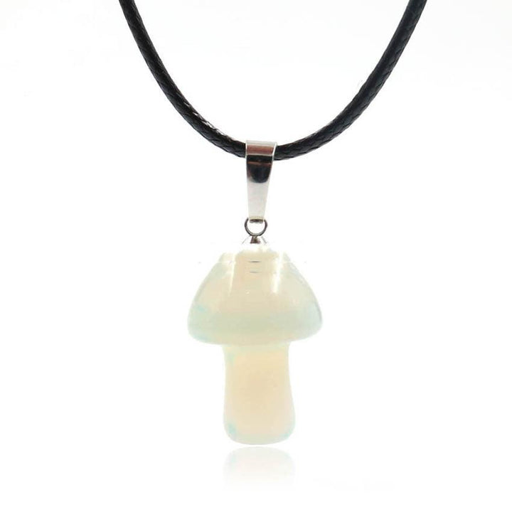 Natural Crystal Mini Small Mushroom Pendant Necklace - Trendha