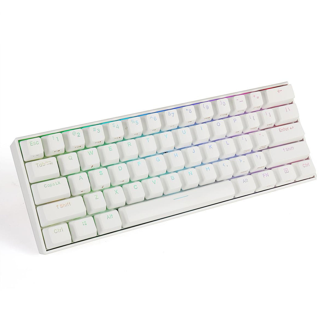 FEKER 60% NKRO Mechanical Keyboard bluetooth 5.0 Type-C Outemu Switch PBT Double Shot Keycap RGB White Case Gaming Keyboard - Trendha