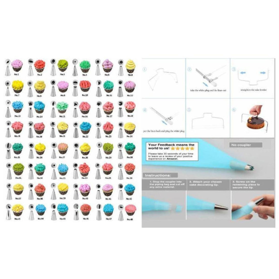 106 PCS Set Multi-color DIY Cake Decorations Turntable Icing nozzles Mould Spatula Bags Tools Kit For Party - Trendha