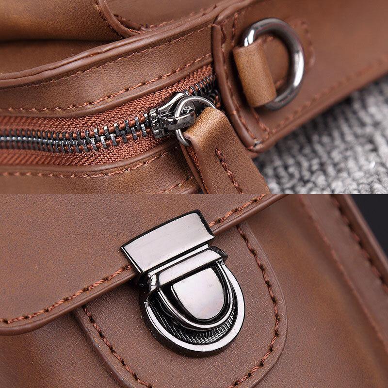 Men Faux Leather Mini Casual Multi-carry Waist Hanging 6.3 Inch Phone Bag Shoulder Crossbody Bag With Belt Loop - Trendha