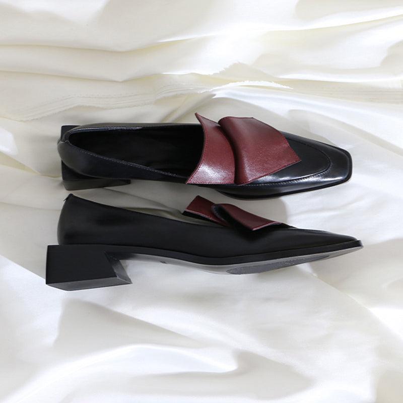 Color-Block Round-Toe Slip-On Shoes