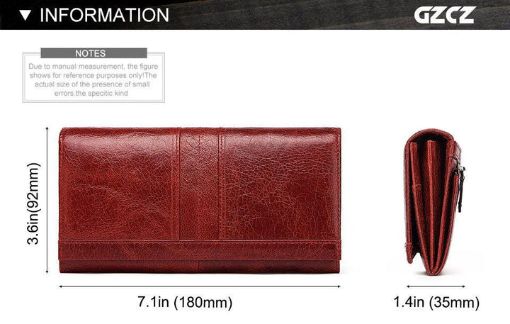 Women's leather long multi-card large capacity clutch - Trendha