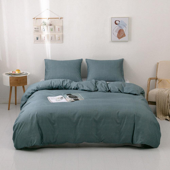 Plaid Pattern Bedding Set Comforter Bed Cover Pillowcase Adults Bed Duvet Set - Trendha