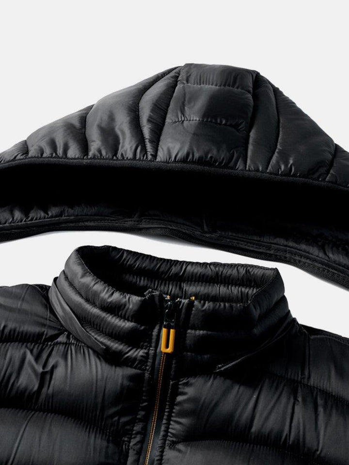 Mens Detachable Hooded Warm Long Sleeve Pocket Down Jacket - Trendha