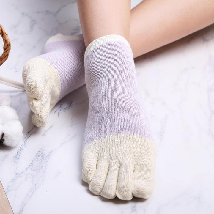 Women Girls Simple Five-Toe Socks 5-Pair Set Ankle Socks - Trendha