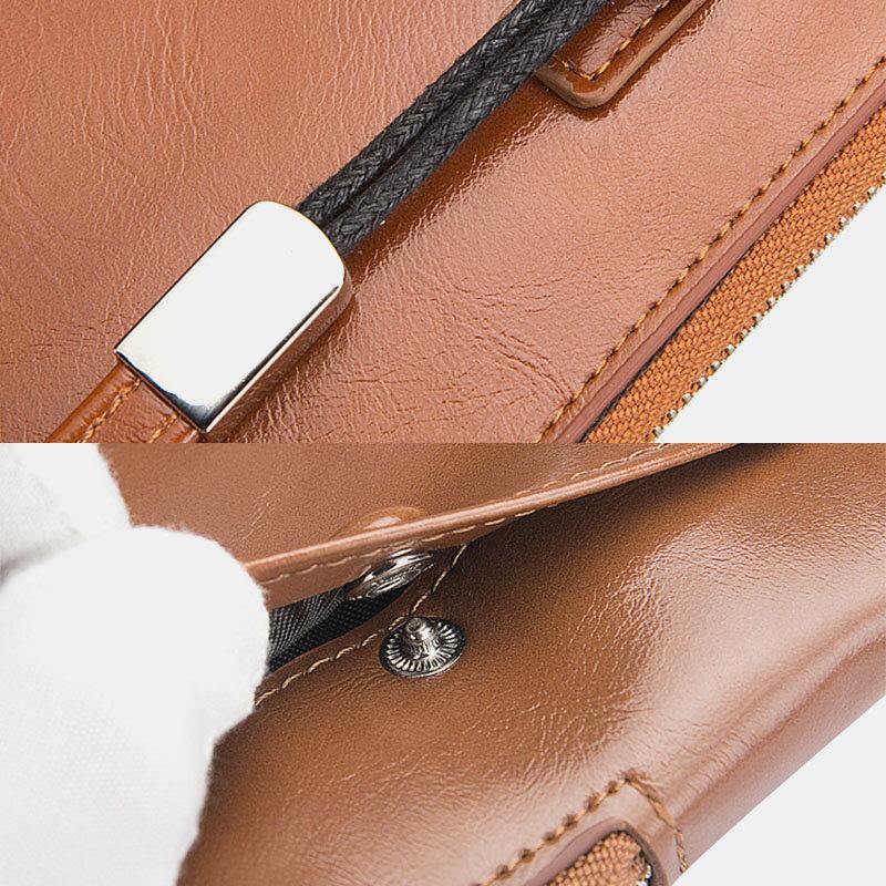 Men Fashion Long Zipper Wallet Clutches Bag Phone Bag Business Bag - Trendha