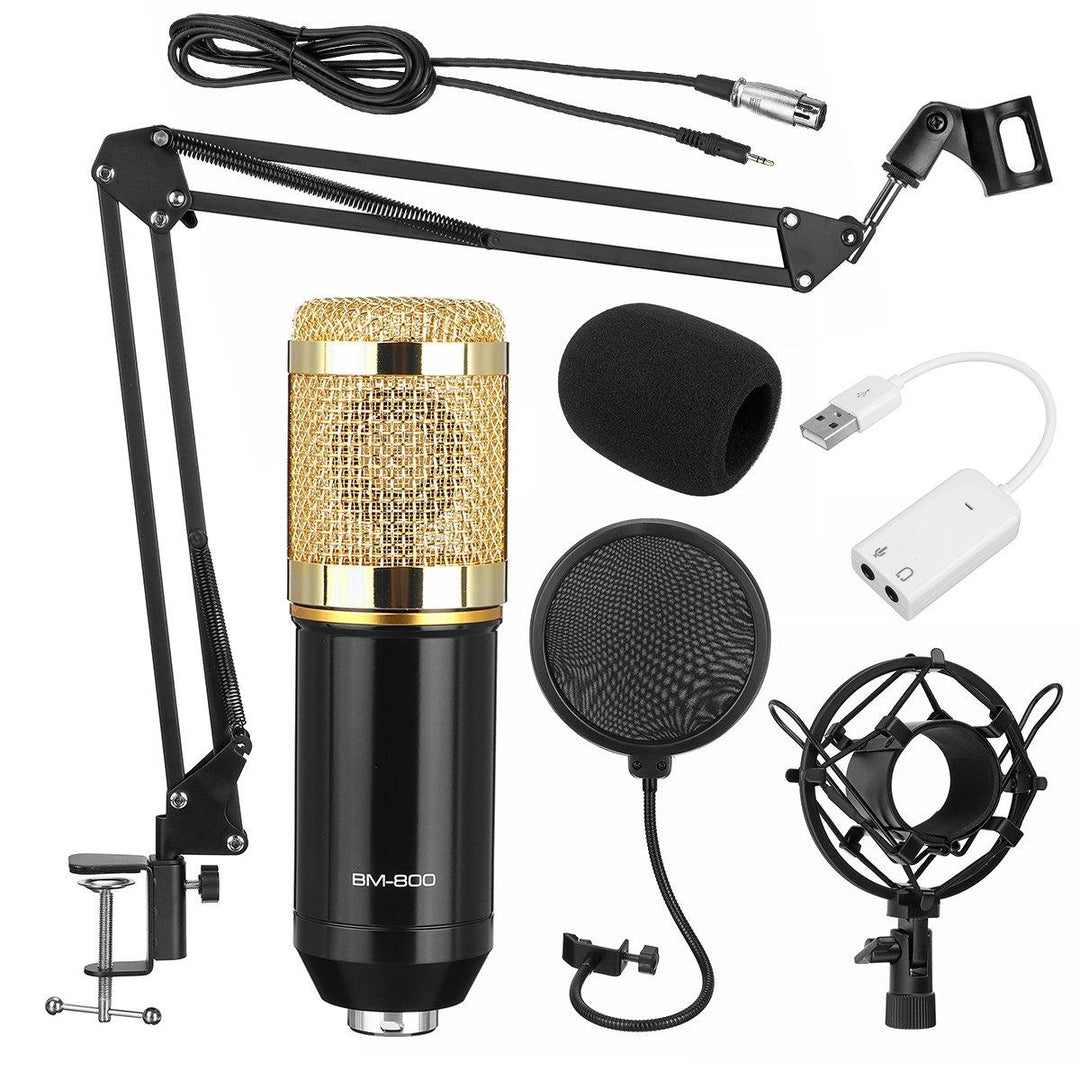 BM800 Pro Condenser Microphone Kit Studio Suspension Boom Scissor Arm Stand with Fliter - Trendha