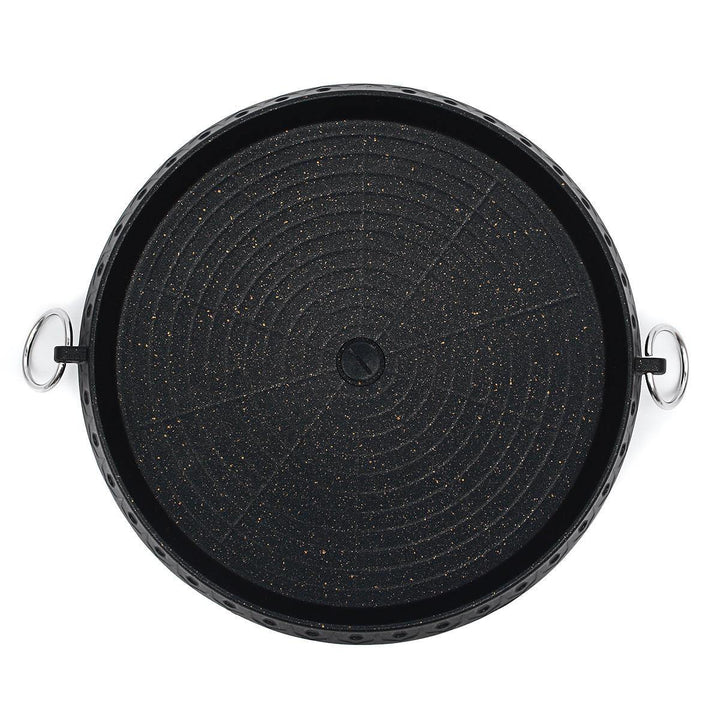 12 Inch Korean Barbecue Nonstick Plate Grill Pan Maifan Stone Round Cooker BBQ Tray - Trendha