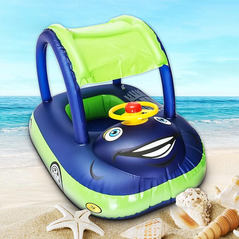 Sunshade Baby Float Seat Inflatable Boat Swimming Ring Pool Water Fun Car Boat - Trendha