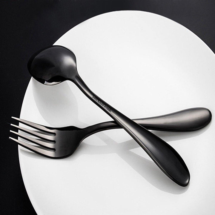 4Pcs Stainless Steel Black Gold Flatware Dinnerware Cutlery Fork Spoons Tableware Set for Kitchen Dinner Tool - Trendha