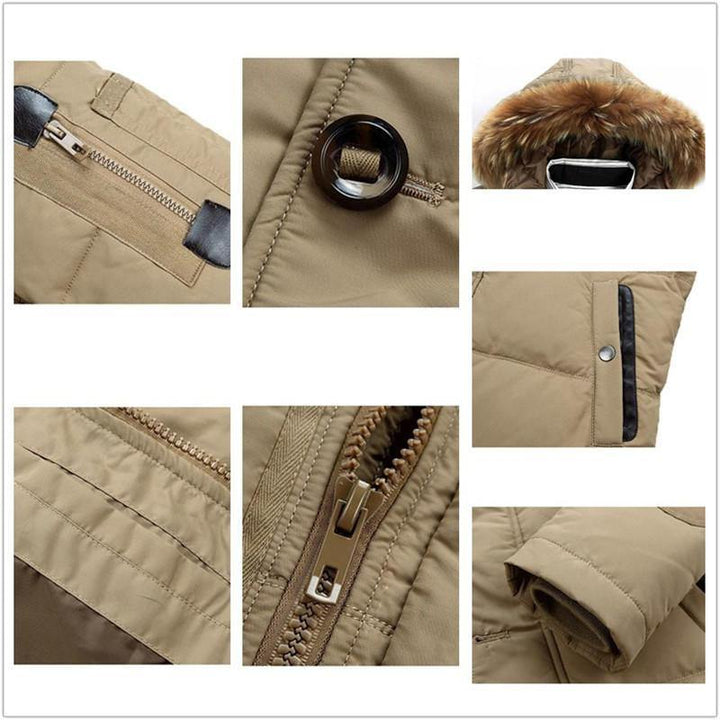 Mens Winter Thick Warm Down Jacket Furry Hood Padded Parka - Trendha