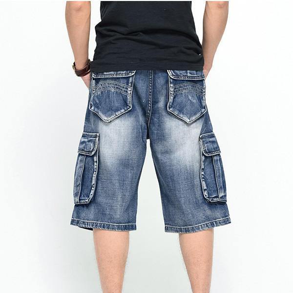 Summer Mens Big Pockets Jeans Loose Street Skateboard Denims Shorts - Trendha