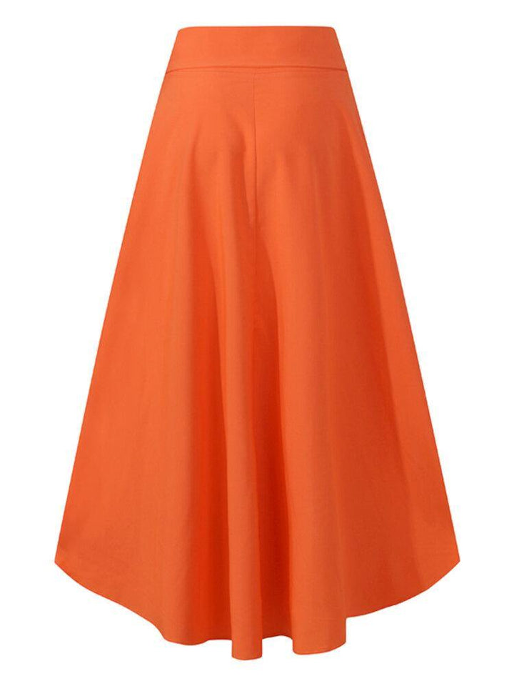 Solid Color High Waist Belted Side Zipper Irregular Hem Casual Skirts - Trendha