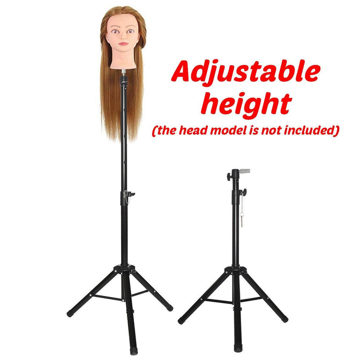 1.56m Height Adjustable Cosmetology Tripod Wig Stand Holder for Doll Head Hairdressing Training - Trendha