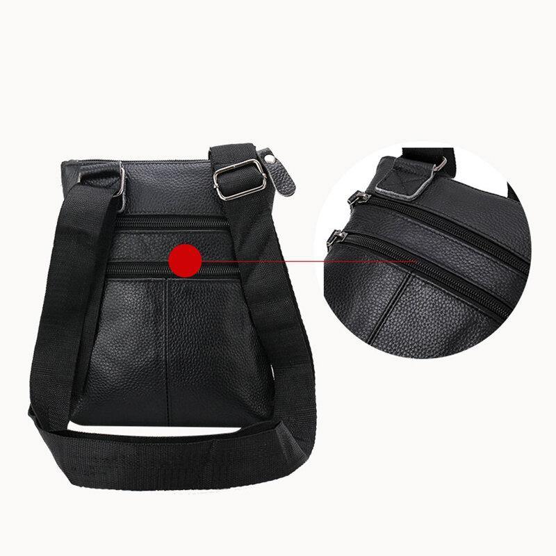 Men Genuine Leather Large Capacity Waterproof Wear-resistant Crossbody Bag - Trendha
