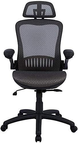 High Back Home Office Chair Ergonomic Swivel Mesh Computer Desk Chair with Adjustable Lumbar Support Headrest Flip Up Armrest Rolling Executive Task Chair - Trendha