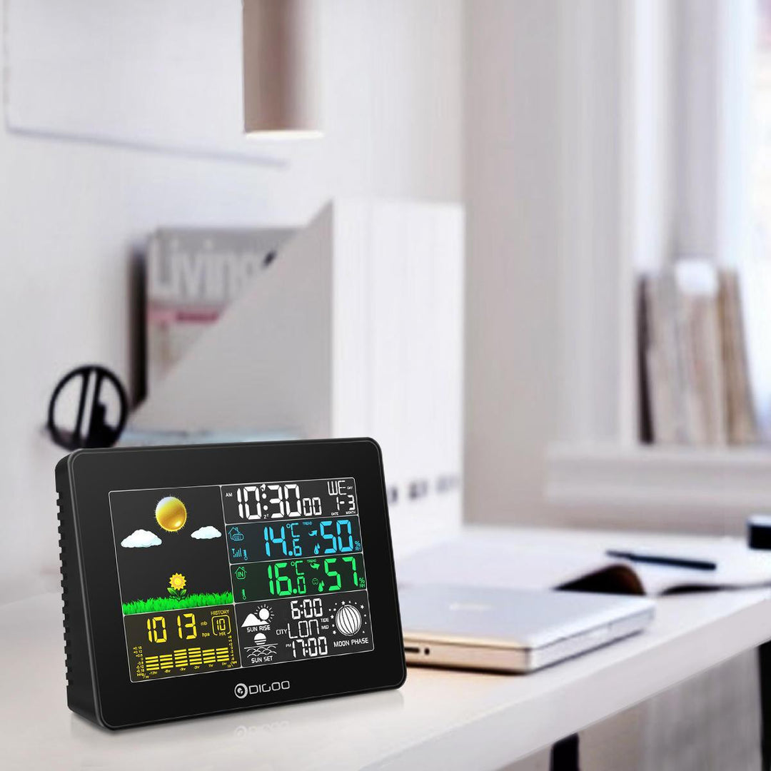 DIGOO Wireless Full-Color Screen Digital USB Outdoor Barometric Pressure Weather Station Smart Home Hygrometer Thermometer Forecast Sensor - Trendha