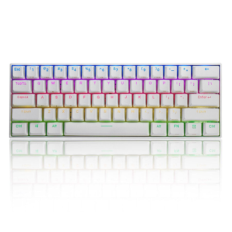 FEKER 60% NKRO Mechanical Keyboard bluetooth 5.0 Type-C Outemu Switch PBT Double Shot Keycap RGB White Case Gaming Keyboard - Trendha