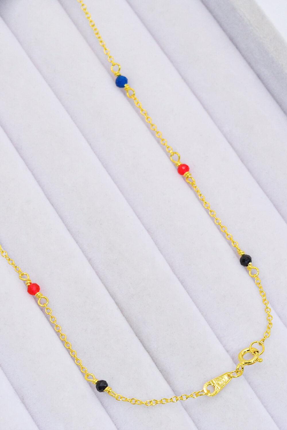 18K Gold-Plated Multicolored Bead Necklace - Trendha
