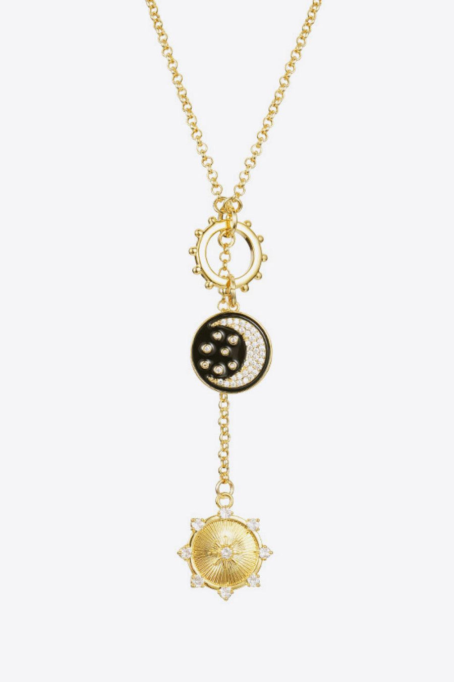 Zircon Sun and Moon Pendant Necklace - Trendha