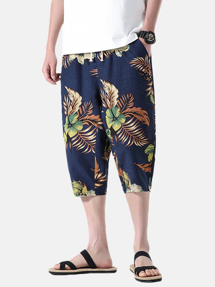 Mens Abstract Print Drawstring Ethnic Style Casual Pants With Pocket - Trendha