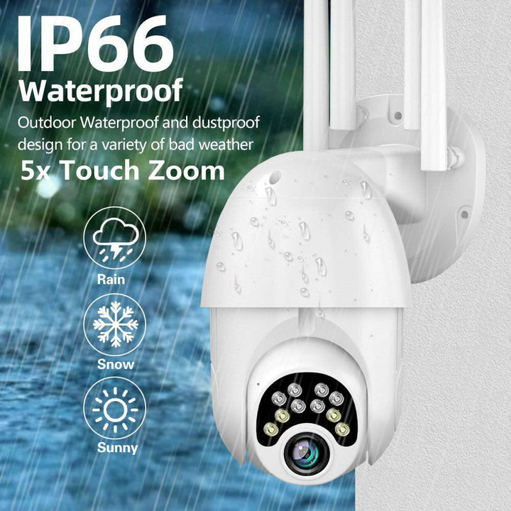 Guudgo 1080P 10 LED 5X Zoom Upgraded Four-antenna HD Outdoor PTZ IP Camera Two Way Audio Voice Alarm Wifi Camera Auto Waterproof Night Vision Surveillance - Trendha