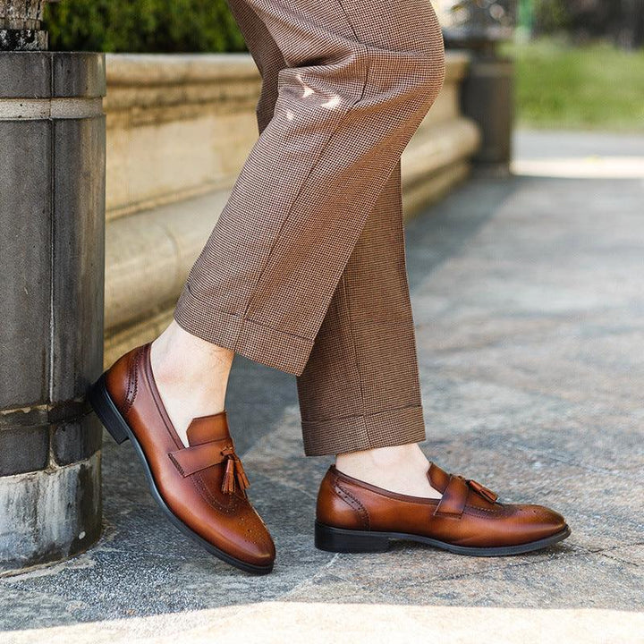 Tassel Loafers Men's Set Feet British Brogue Carved Fashion - Trendha