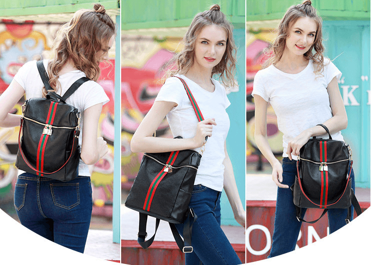 Hit color ribbon shoulder bag casual handbag fashion wild school Korean backpack - Trendha