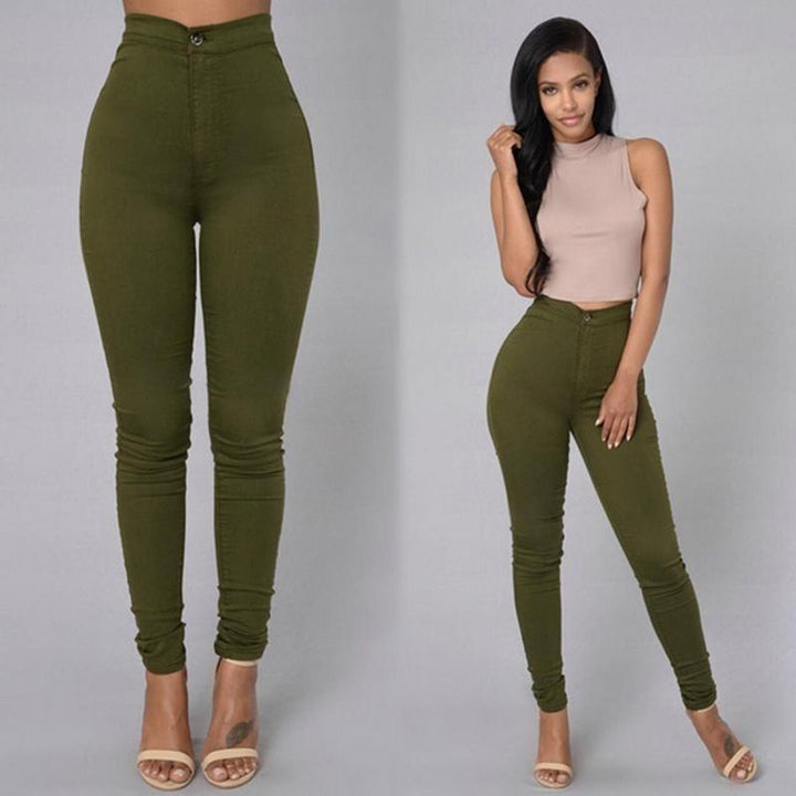 Aliexpress wish Amazon explosion Leggings thin waist stretch pencil pants tight candy colored jeans - Trendha